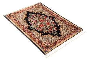 Tappeto Kerman Medaglione Floreale Blu Scuro Beige 65x90 Cm