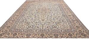 Tappeto Kashan Medaglione Floreale Avorio Blu Cobalto 297x393 Cm