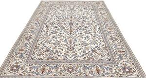 Tappeto Kashan Medaglione Floreale Avorio Azzurro 196x310 Cm