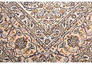 Tappeto Kashan Medaglione Floreale Avorio Blu Cobalto 297x393 Cm