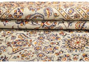 Tappeto Kashan Medaglione Floreale Avorio Blu 305x407 Cm