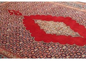 Tappeto Moud Stilizzato Rosso Scuro Blu Polvere 225x320 Cm