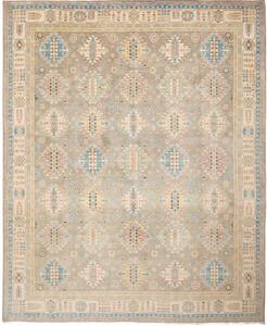 Tappeto Kazak Washed Geometrico Grigio Azzurro 245x304 Cm
