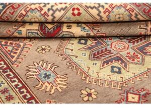 Tappeto Kazak Washed Geometrico Tortora Rosso Mattone 167x242 Cm