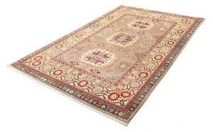Tappeto Kazak Washed Geometrico Tortora Rosso Mattone 167x242 Cm