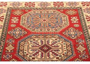 Tappeto Kazak Stilizzato Rosso Avorio 121x174 Cm