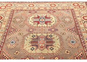 Tappeto Kazak Washed Geometrico Tortora Rosso Mattone 167x242 Cm