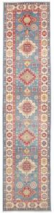Tappeto Kazak Washed Stilizzato Azzurro Avorio Corsia 89x393 Cm