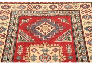 Tappeto Kazak Geometrico Rosso Avorio 103x150 Cm