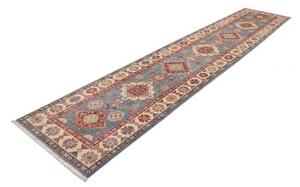 Tappeto Kazak Washed Stilizzato Azzurro Avorio Corsia 89x393 Cm