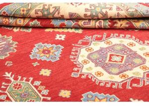 Tappeto Kazak Stilizzato Rosso Avorio 204x297 Cm