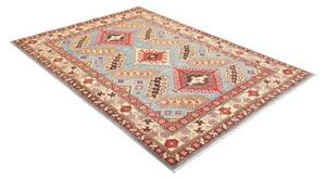 Tappeto Kazak Geometrico Azzurro Rosso 150x212 Cm