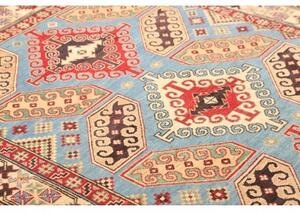 Tappeto Kazak Geometrico Azzurro Rosso 150x212 Cm