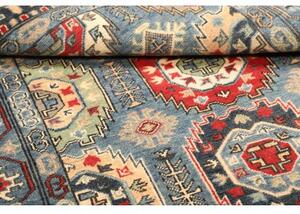 Tappeto Kazak Washed Stilizzato Azzurro Rosso 125x179 Cm
