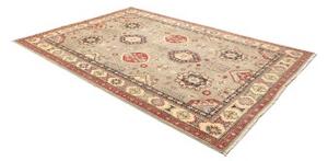 Tappeto Kazak Washed Geometrico Grigio Rosso 201x297 Cm
