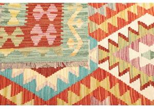 Tappeto Kilim Geometrico Rosso Mattone Turchese 205x299 Cm