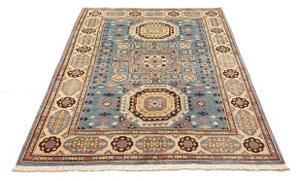 Tappeto Kazak Washed Stilizzato Blu Cielo Beige 123x173 Cm