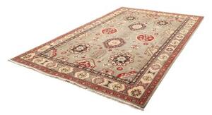 Tappeto Kazak Washed Geometrico Grigio Rosso 201x297 Cm