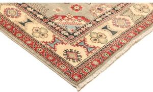 Tappeto Kazak Washed Geometrico Grigio Rosso 201x297 Cm