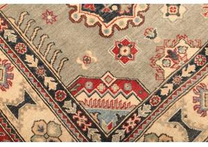 Tappeto Kazak Washed Geometrico Grigio Rosso 201x297 Cm