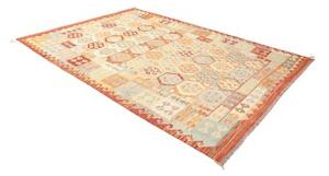 Tappeto Kilim Geometrico Arancione Azzurro 206x300 Cm