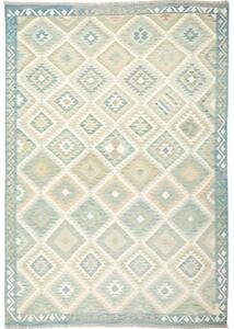 Tappeto Kilim Geometrico Azzurro Beige 200x291 Cm