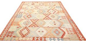 Tappeto Kilim Geometrico Ruggine Azzurro 197x290 Cm
