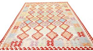 Tappeto Kilim Geometrico Arancione Beige 203x298 Cm