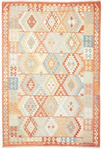 Tappeto Kilim Geometrico Ruggine Azzurro 197x290 Cm
