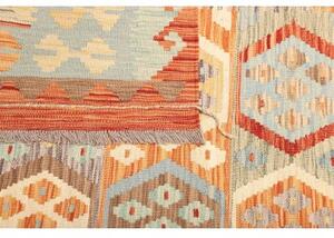 Tappeto Kilim Geometrico Arancione Azzurro 206x300 Cm