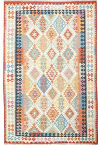 Tappeto Kilim Geometrico Multicolore Bianco Avorio 202x306 Cm