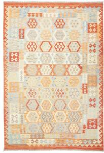 Tappeto Kilim Geometrico Arancione Azzurro 206x300 Cm