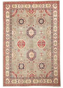 Tappeto Kazak Washed Geometrico Grigio Rosso 201x297 Cm