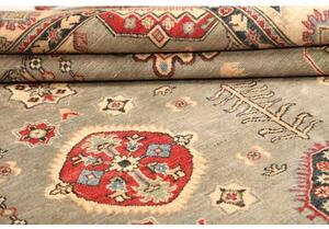 Tappeto Kazak Washed Geometrico Grigio Rosso 201x297 Cm