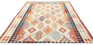 Tappeto Kilim Geometrico Multicolore Bianco Avorio 202x306 Cm
