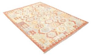 Tappeto Kilim Geometrico Arancione Celeste 153x201 Cm