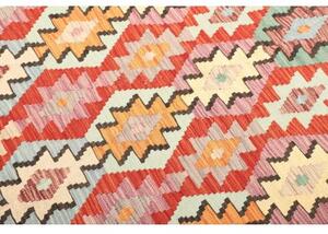 Tappeto Kilim Geometrico Avorio Rosso 203x293 Cm