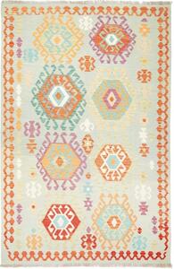 Tappeto Kilim Geometrico Verde Chiaro Multicolore 171x264 Cm