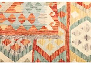 Tappeto Kilim Geometrico Arancione Mattone Beige 197x291 Cm