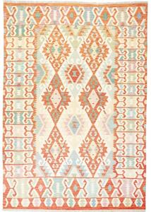 Tappeto Kilim Geometrico Arancione Beige 175x251 Cm