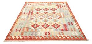 Tappeto Kilim Geometrico Rosso Azzurro 155x203 Cm