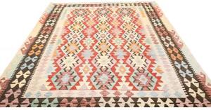 Tappeto Kilim Geometrico Avorio Rosso 203x293 Cm