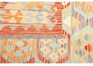 Tappeto Kilim Geometrico Arancione Celeste 153x201 Cm