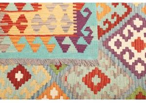 Tappeto Kilim Geometrico Azzurro Rosso 205x297 Cm
