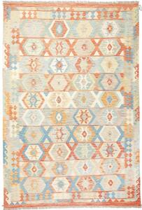 Tappeto Kilim Geometrico Arancione Azzurro 197x293 Cm