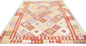 Tappeto Kilim Geometrico Azzurro Rosso 205x297 Cm