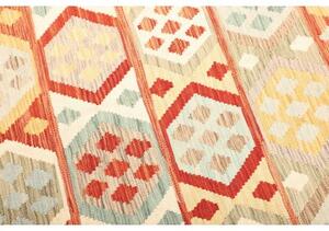 Tappeto Kilim Geometrico Arancione Mattone Beige 197x291 Cm