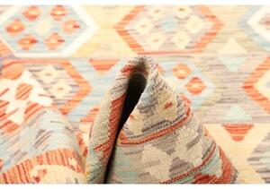 Tappeto Kilim Geometrico Arancione Celeste 153x201 Cm