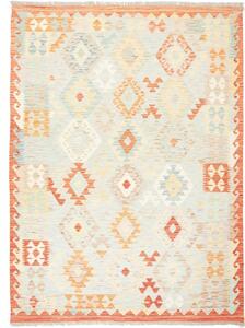 Tappeto Kilim Geometrico Azzurro Chiaro Arancione 150x205 Cm
