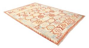 Tappeto Kilim Geometrico Arancione Mattone Beige 197x291 Cm